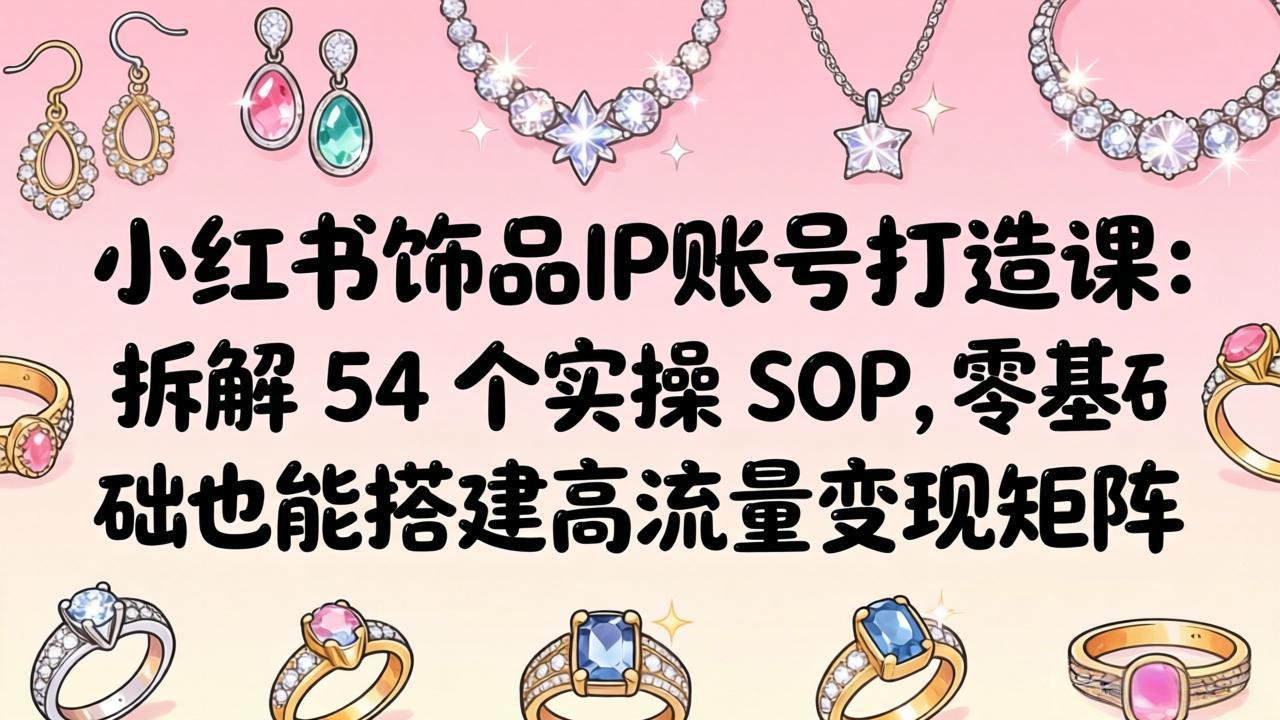 小红书饰品IP账号打造课：拆解 54 个实操 SOP，零基础也能搭建高流量变现矩阵-皮皮网创