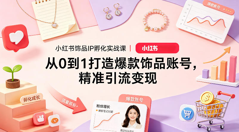 小红书饰品IP孵化实战课｜从0到1打造爆款饰品账号，精准引流变现-皮皮网创