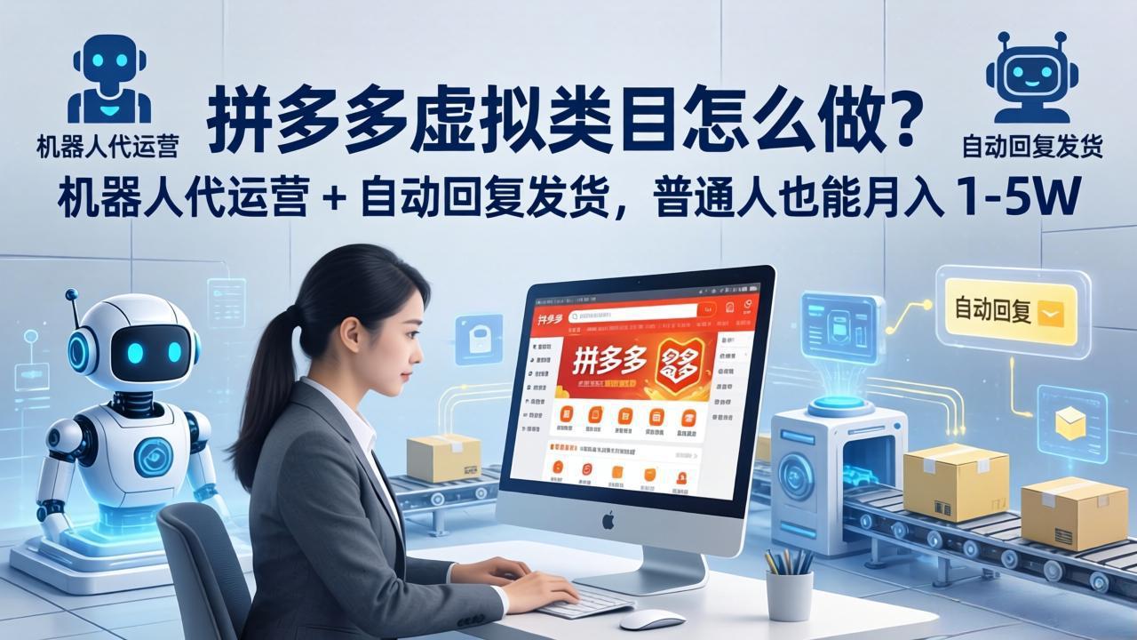 拼多多虚拟类目怎么做？机器人代运营 + 自动回复发货，普通人也能月入 1-5W-皮皮网创