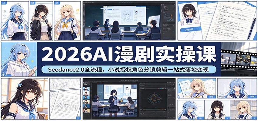 2026AI漫剧实操课：Seedance2.0全流程，小说授权角色分镜剪辑一站式落地变现-皮皮网创