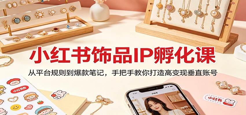 小红书饰品IP孵化课：从平台规则到爆款笔记，手把手教你打造高变现垂直账号-皮皮网创