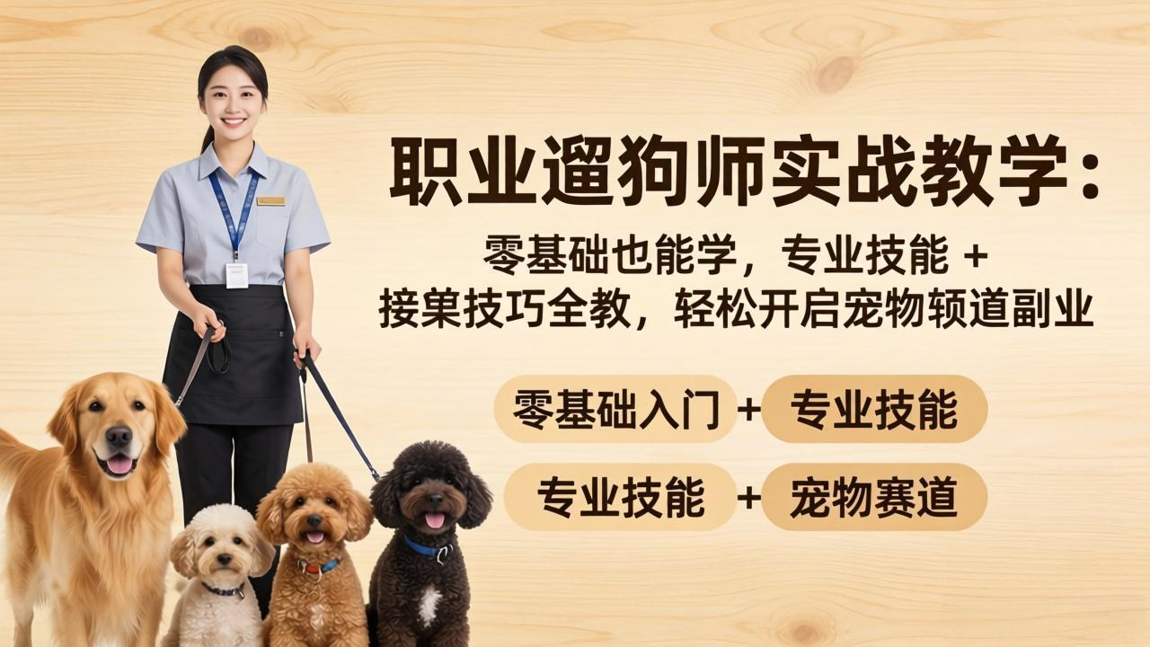 职业遛狗师实战教学：零基础也能学，专业技能 + 接单技巧全教，轻松开启宠物赛道副业-皮皮网创