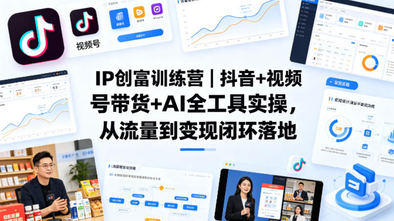 IP创富训练营｜抖音+视频号带货+AI全工具实操，从流量到变现闭环落地-皮皮网创