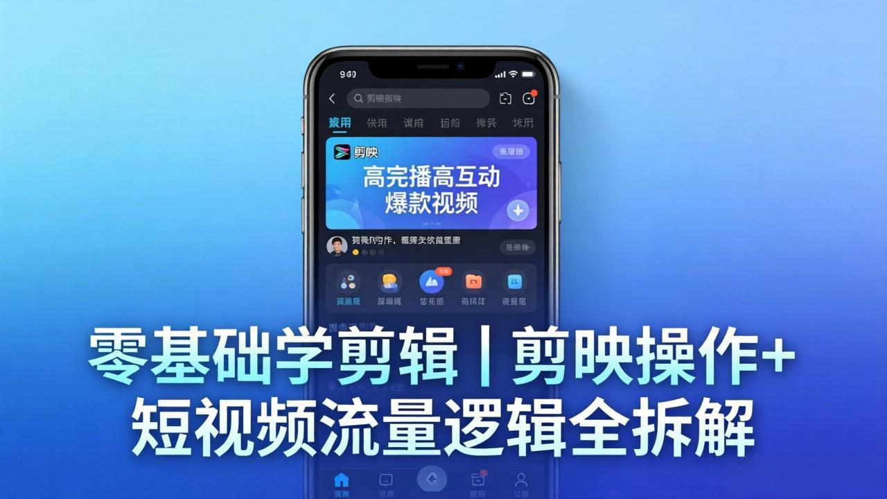 【零基础学剪辑】剪映操作+短视频流量逻辑全拆解｜手把手教你剪出高完播高互动爆款视频-皮皮网创