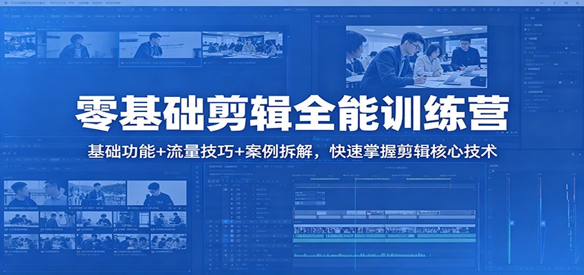 零基础剪辑全能训练营：基础功能+流量技巧+案例拆解，快速掌握剪辑核心技术-皮皮网创