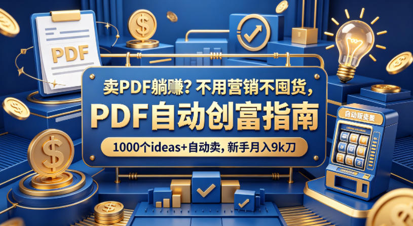 卖PDF躺賺？不用营销不囤货，PDF自动创富指南，1000个ideas+自动卖，新手月入9k刀【原创双语字幕】-皮皮网创