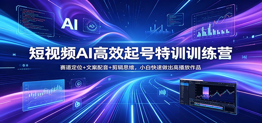 短视频AI高效起号特训训练营：赛道定位+文案配音+剪辑思维，小白快速做出高播放作品-皮皮网创