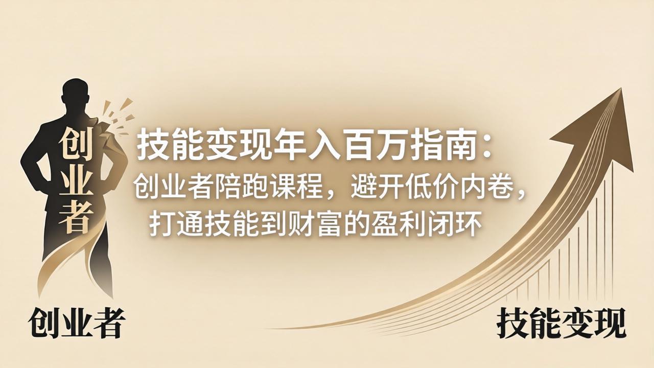 技能变现年入百万指南：创业者陪跑课程，避开低价内卷，打通技能到财富的盈利闭环-皮皮网创