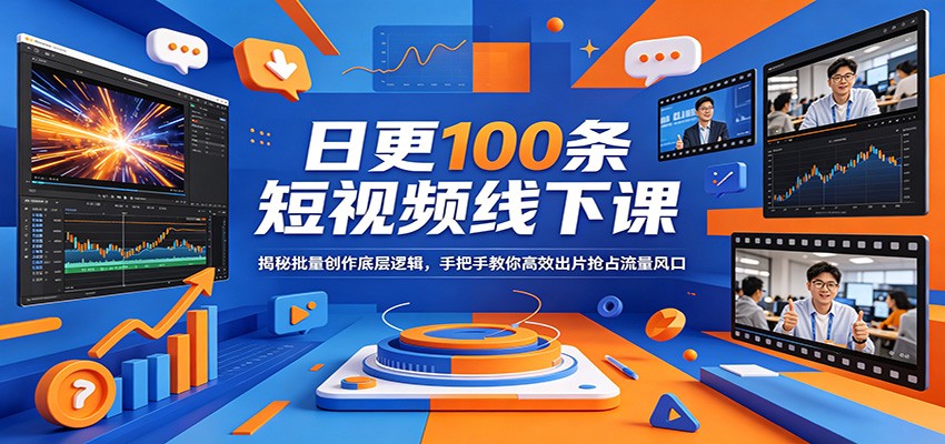 日更100条短视频线下课：揭秘批量创作底层逻辑，手把手教你高效出片抢占流量风口-皮皮网创