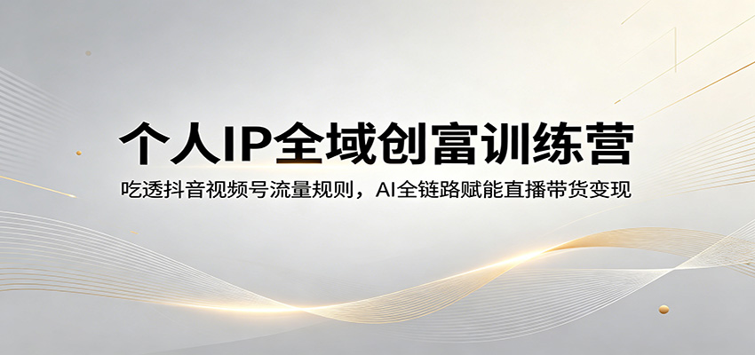 个人IP全域创富训练营：吃透抖音视频号流量规则，AI全链路赋能直播带货变现-皮皮网创
