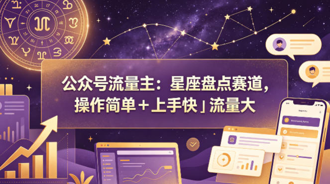 公众号流量主：星座盘点赛道，操作简单＋上手快＋流量大-皮皮网创