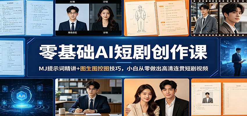 零基础AI短剧创作课：MJ提示词精讲+图生图控图技巧，小白从零做出高清连贯短剧视频-皮皮网创