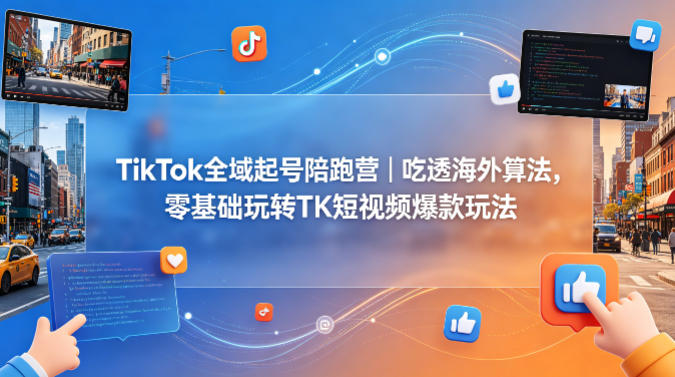 TikTok全域起号陪跑营｜吃透海外算法，零基础玩转TK短视频爆款玩法-皮皮网创