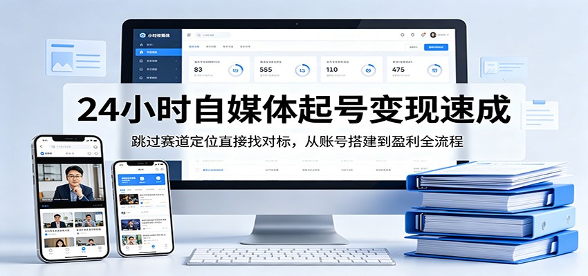 24小时自媒体起号变现速成，跳过赛道定位直接找对标，从账号搭建到盈利全流程-皮皮网创