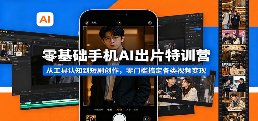 零基础手机AI出片特训营：从工具认知到短剧创作，零门槛搞定各类视频变现-皮皮网创