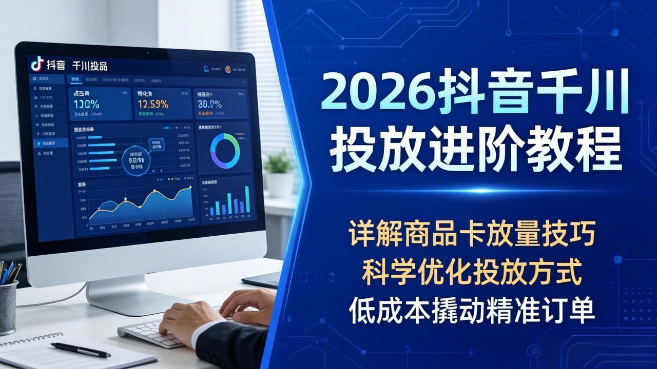 2026抖音千川投放进阶教程，详解商品卡放量技巧，科学优化投放方式，低成本撬动精准订单-皮皮网创