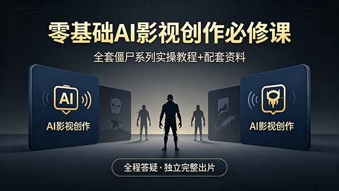 零基础AI影视创作必修课，全套僵尸系列实操教程加配套资料，全程答疑带你独立完整出片-皮皮网创