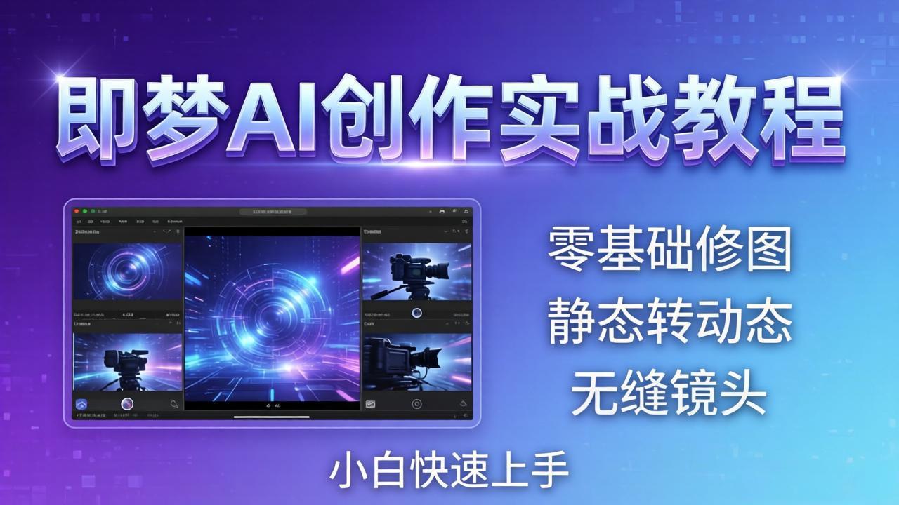 即梦AI创作实战教程，从零基础修图到AI导演，实战教学静态转动态+无缝镜头，小白快速上手-皮皮网创
