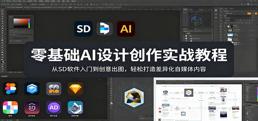 零基础AI设计创作实战教程：从SD软件入门到创意出图，轻松打造差异化自媒体内容-皮皮网创