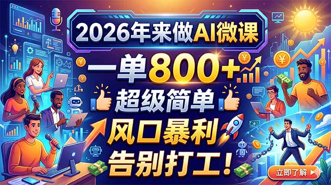 2026年来做AI微课，一单800+，超级简单，风口暴利，告别打工！-皮皮网创
