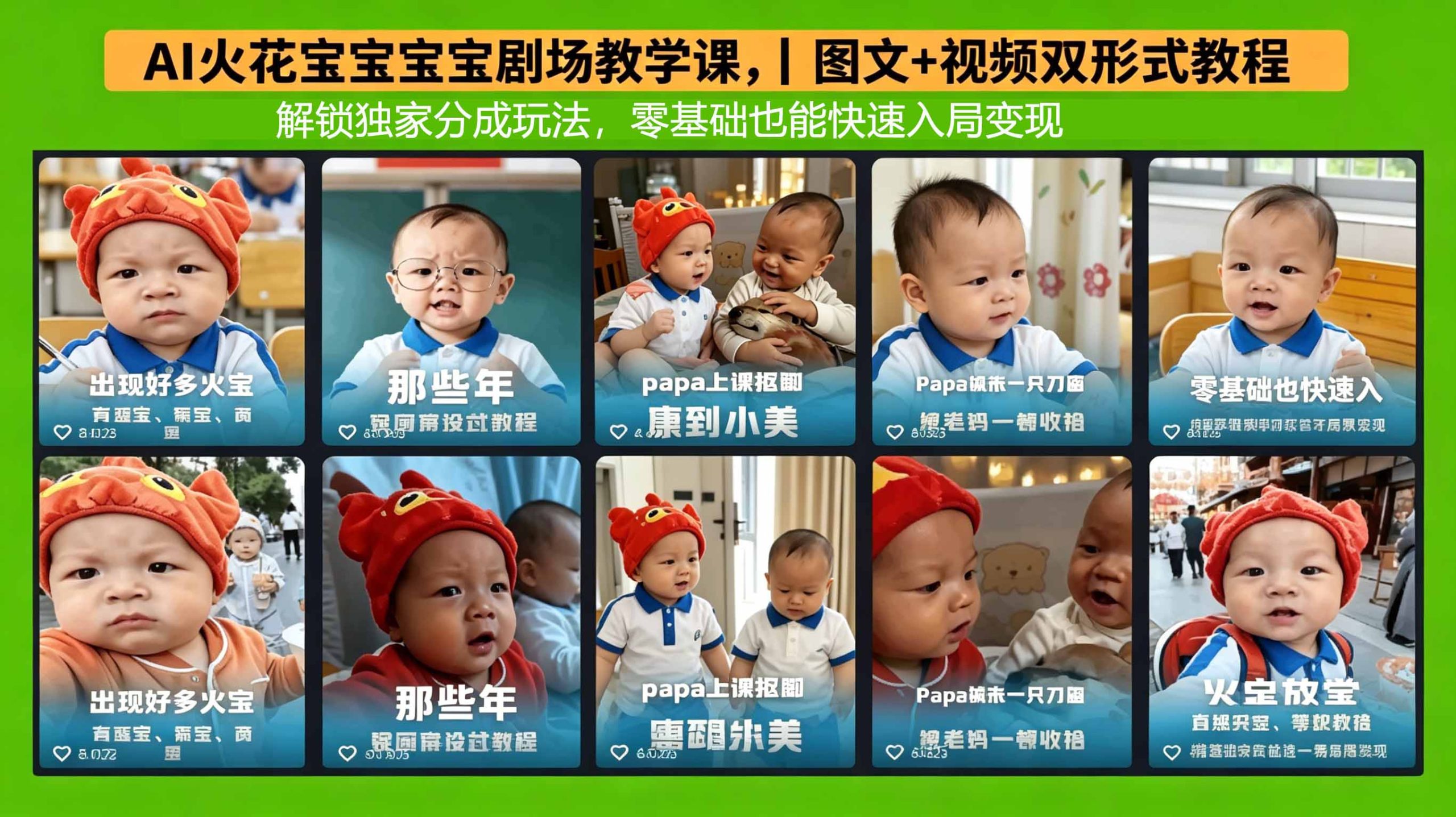 AI火花宝宝宝宝剧场教学课，图文+视频双形式教程，解锁独家分成玩法，零基础也能快速入局变现-皮皮网创