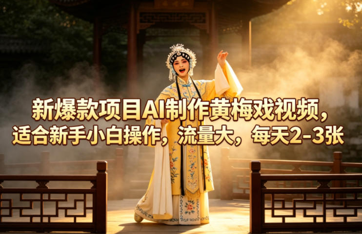 新爆款项目AI制作黄梅戏视频，适合新手小白操作，流量大，每天2-3张-皮皮网创