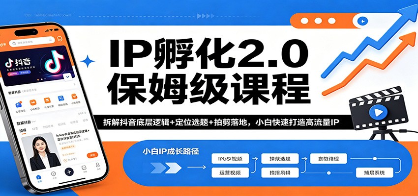 IP孵化2.0保姆级课程：拆解抖音底层逻辑+定位选题+拍剪落地，小白快速打造高流量IP-皮皮网创