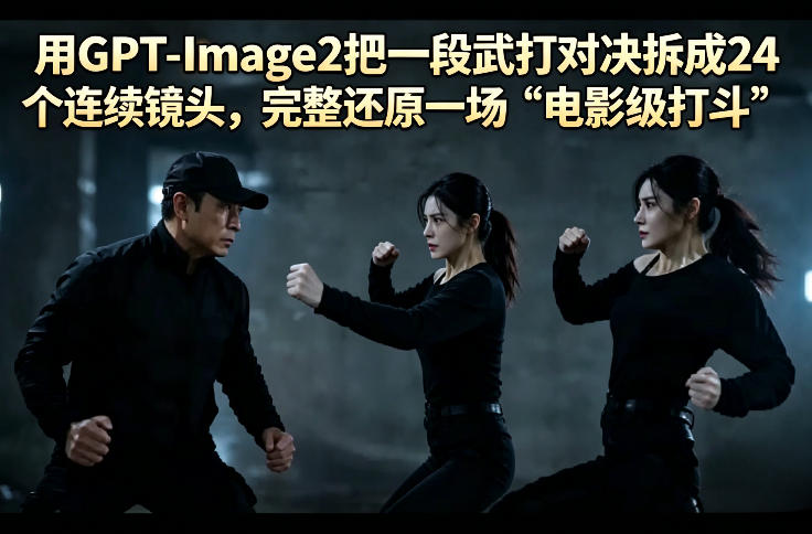 用GPT-Image2把一段武打对决拆成24个连续镜头，完整还原一场“电影级打斗”-皮皮网创