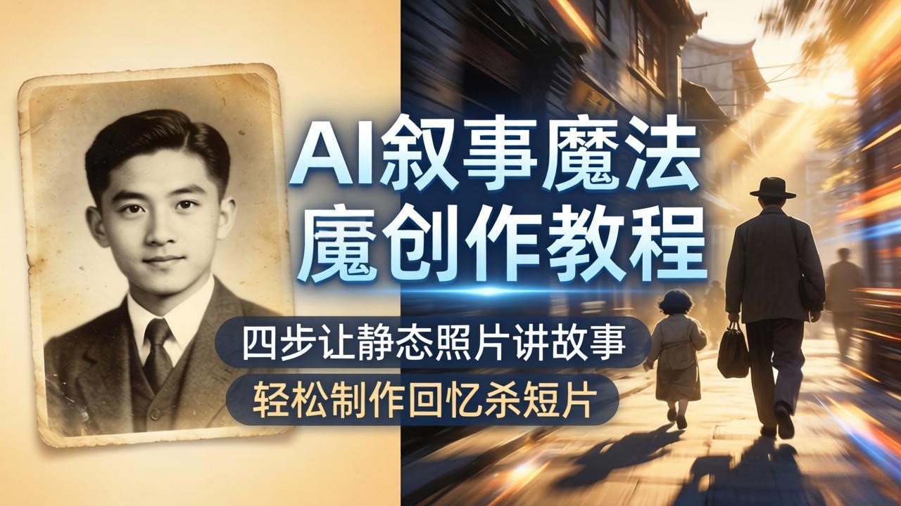 AI叙事魔法创作教程，四步让静态照片讲故事，老照片修复加动态特效，轻松制作回忆杀短片-皮皮网创