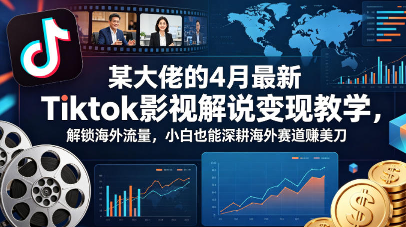 某大佬的4月最新Tiktok影视解说变现教学，解锁海外流量，小白也能深耕海外赛道賺美刀-皮皮网创