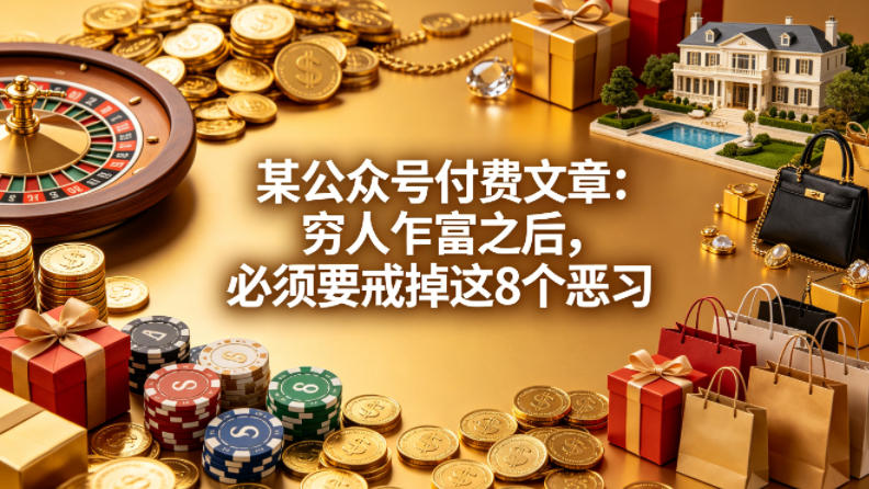 某公众号付费文章：穷人乍富之后，必须要戒掉这8个恶习-皮皮网创