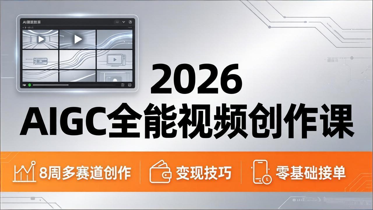2026AIGC全能视频创作课，8周吃透多赛道创作+变现，零基础也能高效出片接单-皮皮网创