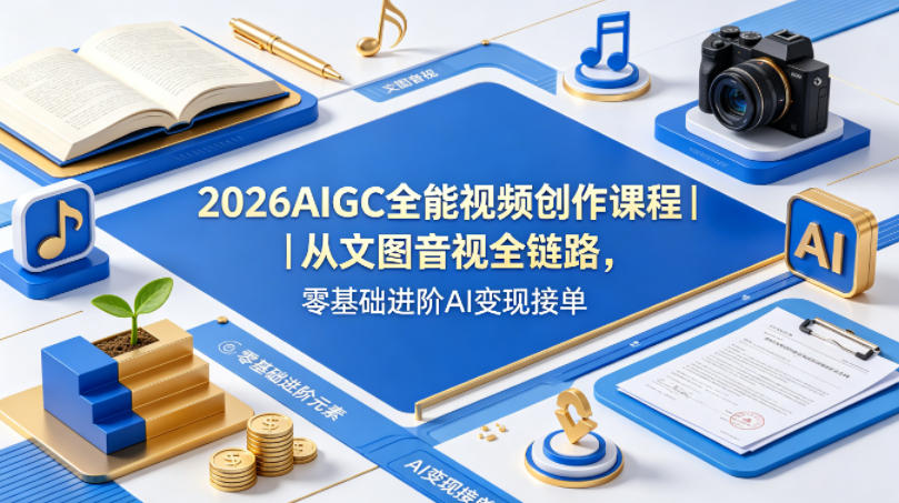2026AIGC全能视频创作课程｜从文图音视全链路，零基础进阶AI变现接单-皮皮网创