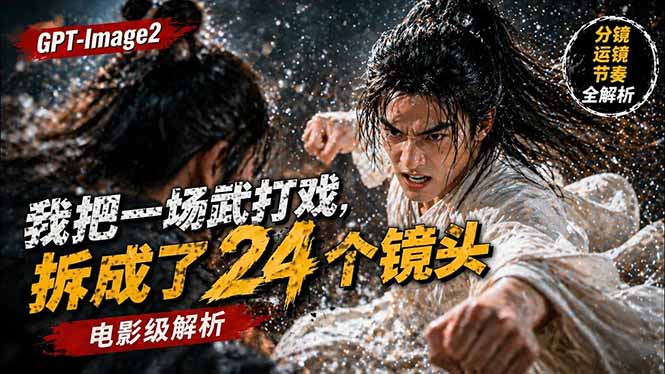 用GPT-Image2，把一段武打对决拆成24个连续镜头，从人物建立、动作衔接、运镜节奏，到情绪爆发-皮皮网创