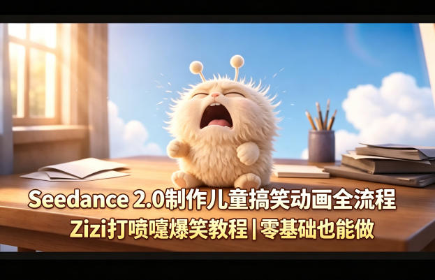 Seedance 2.0制作儿童搞笑动画全流程Zizi打喷嚏爆笑教程｜零基础也能做-皮皮网创