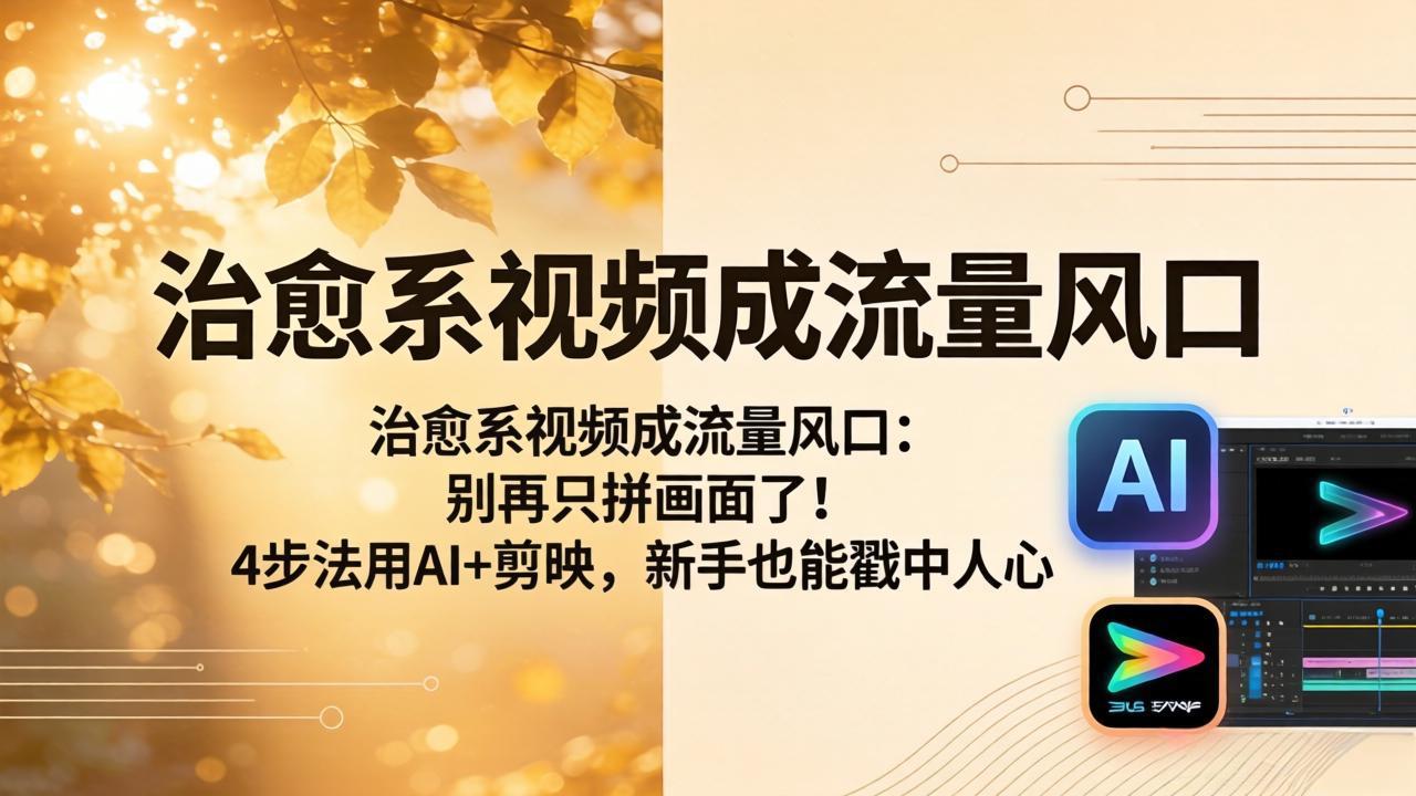 治愈系视频成流量风口：别再只拼画面了！4步法用AI+剪映，新手也能戳中人心-皮皮网创