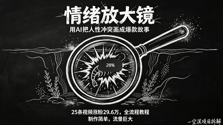 AI制作“情绪放大镜“视频，25条视频涨粉29.6W粉，流量巨大，制作简单，全流程教程-皮皮网创