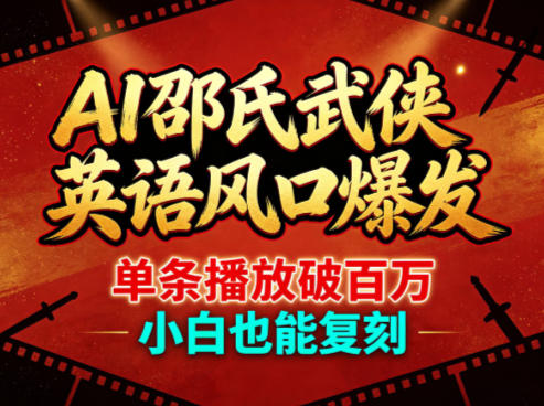 AI邵氏武侠英语风口爆发，单条播放破百万，小白也能复刻-皮皮网创