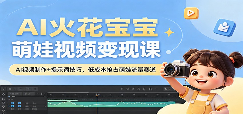 AI火花宝宝萌娃视频变现课：AI视频制作+提示词技巧，低成本抢占萌娃流量赛道-皮皮网创
