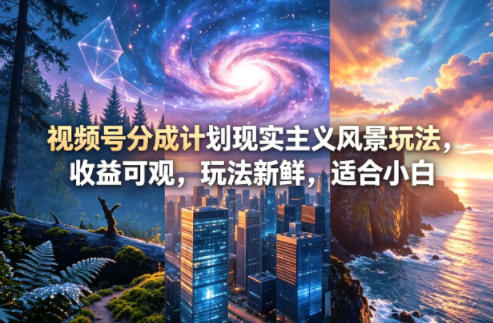 视频号分成计划现实主义风景玩法，收益可观，玩法新鲜，适合小白-皮皮网创