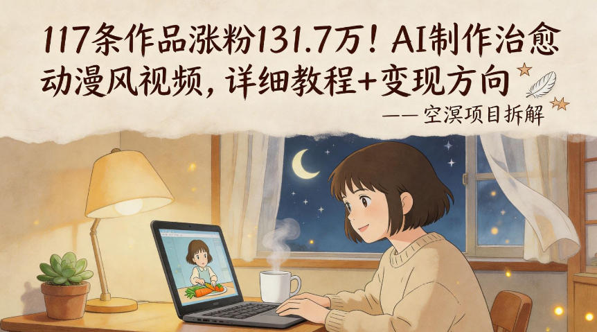 117条作品涨粉131.7W！AI制作治愈动漫风视频，详细教程+变现方向-皮皮网创