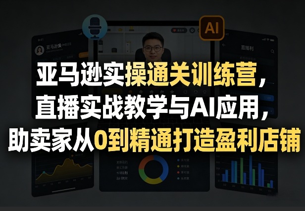 亚马逊实操通关训练营，直播实战教学与AI应用，助卖家从0到精通打造盈利店铺(更新4月29日)-皮皮网创