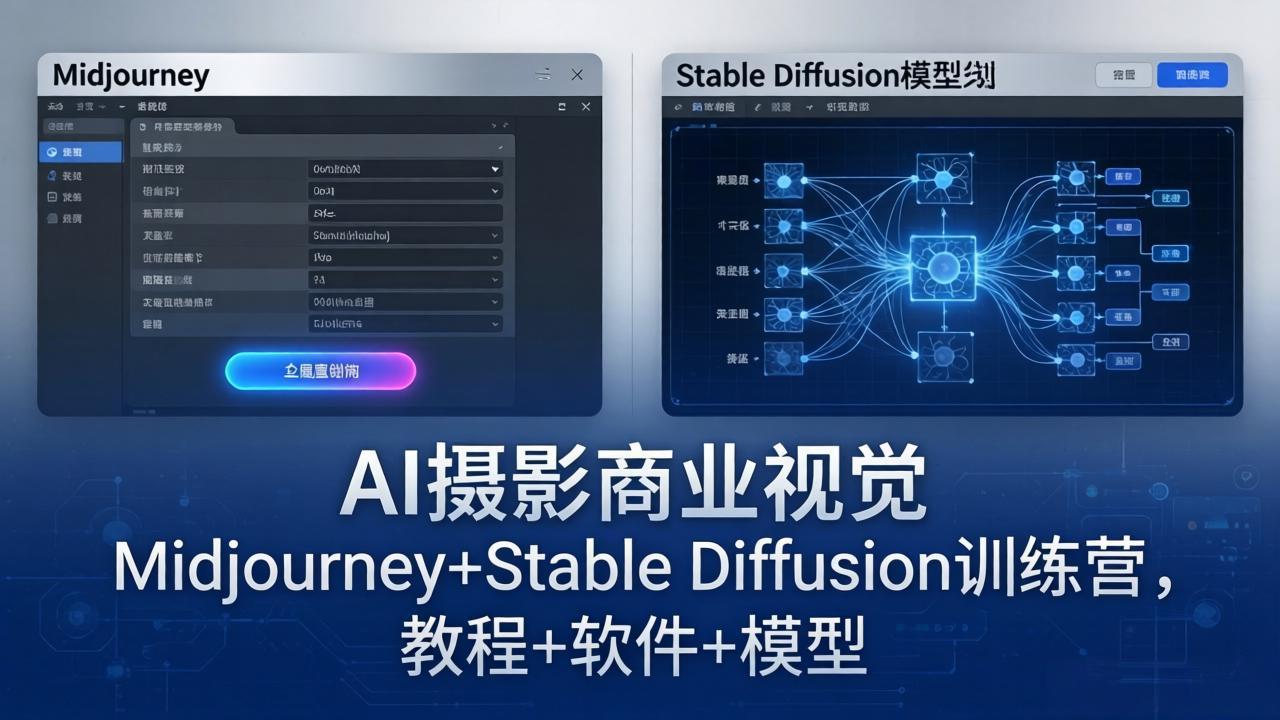 AI摄影商业视觉Midjourney+Stable Diffusion训练营，教程+软件+模型-皮皮网创