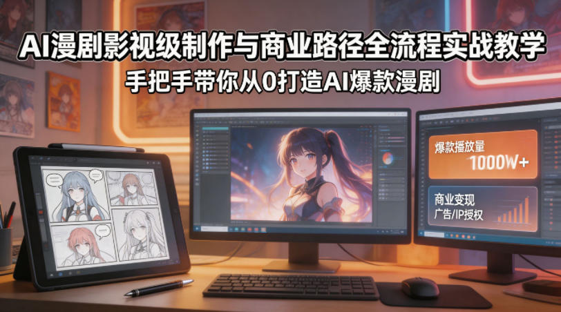 AI漫剧影视级制作与商业路径全流程实战教学，手带你从0打造AI爆款漫剧-皮皮网创