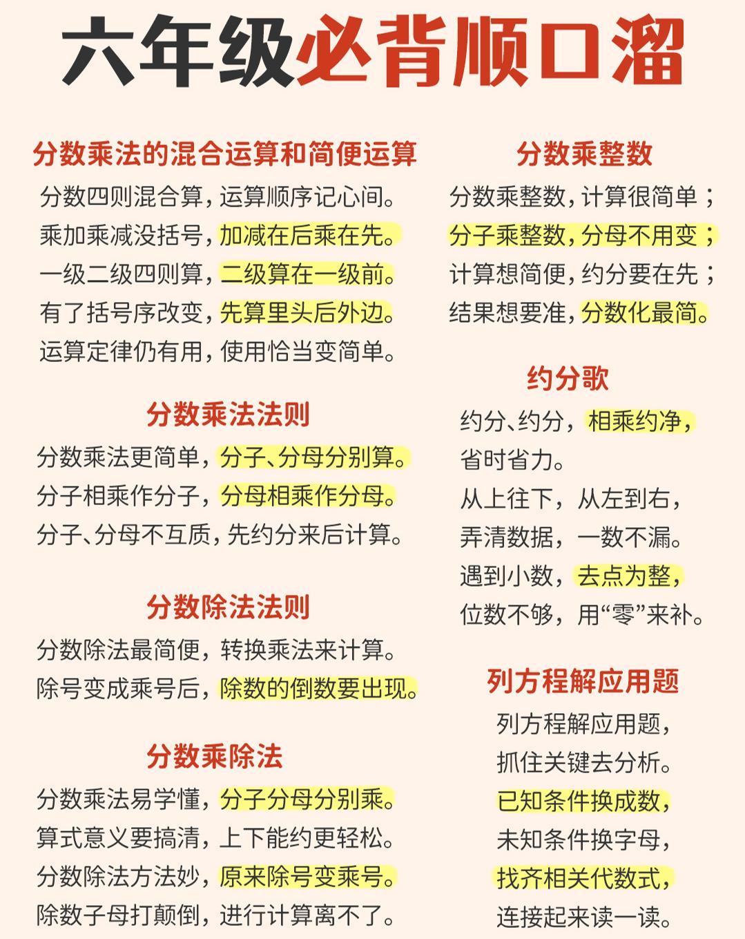 六年级下数学1-6年级必备顺口溜-皮皮网创