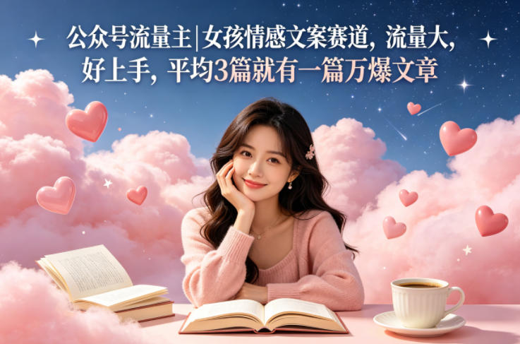 公众号流量主女孩情感文案赛道，流量大，好上手，平均3篇就有一篇万爆文章-皮皮网创