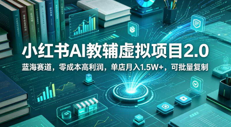 小红书AI教辅虚拟项目2.0，蓝海赛道，零成本高利润，单店月入1.5W+，可批量复制-皮皮网创