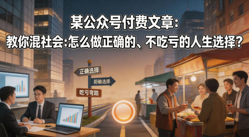 某公众号付费文章：教你混社会：怎么做正确的、不吃亏的人生选择？-皮皮网创