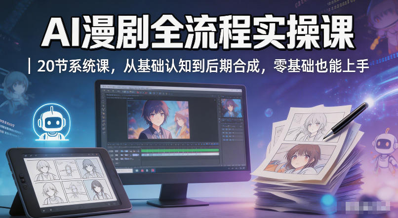 AI漫剧全流程实操课｜20节系统课，从基础认知到后期合成，零基础也能上手-皮皮网创