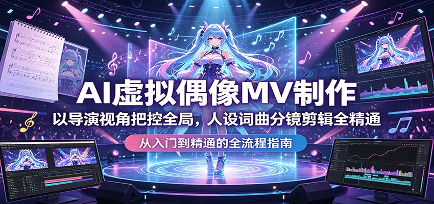 AI虚拟偶像MV制作：以导演视角把控全局，人设词曲分镜剪辑全精通-皮皮网创